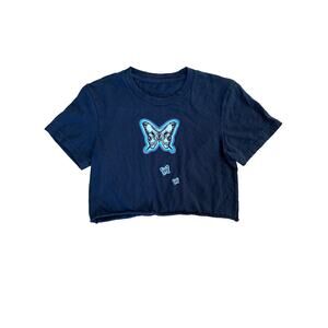 Moodring - Butterfly Graphic Raw Hem Cropped Tee in Black